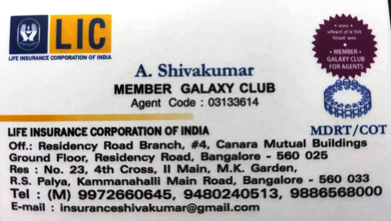 LIC Branches in Bangalore Karnataka - LIC Bangalore Agent 9480240513