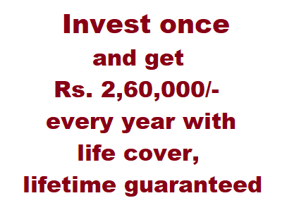 Invest once and get Rs. 2,60,000/- every year, lifetime guaranteed, guaranteed pension, whole life insurance, lic plan